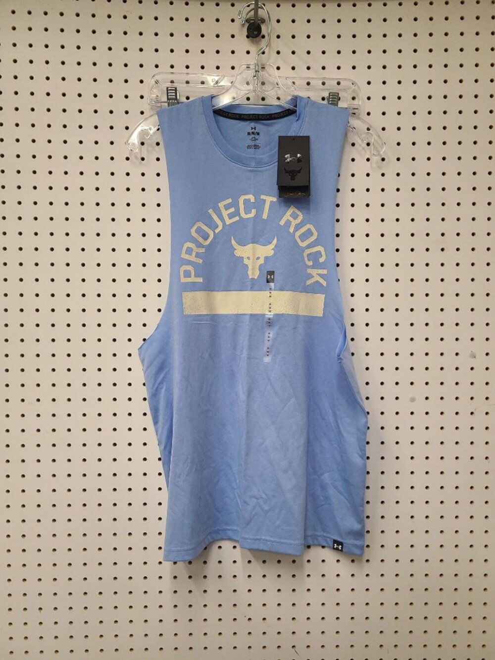 Under Armour Project Rock Mens Loose Fit Graphic Tank Top Blue Size M